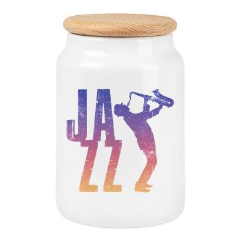 Jazz Retro - Keksdose mit Holzdeckel - Weiß - Vorne