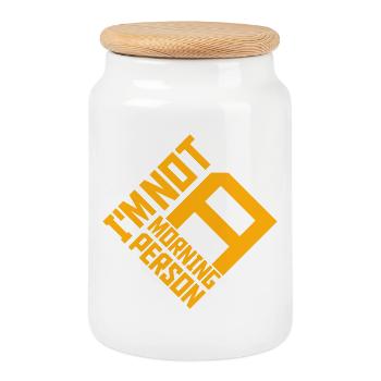 Je ne suis pas une personne du matin Lustig Müde Morgenmuffel - Boîte à biscuits avec couvercle en bois - blanc - Devant