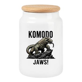 Dragon de Komodo Jaws Danger Lézard Noir - Boîte à biscuits avec couvercle en bois - blanc - Devant