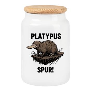 Platypus Spur Black Danger - Cookie Jar with Wooden Lid - white - Front