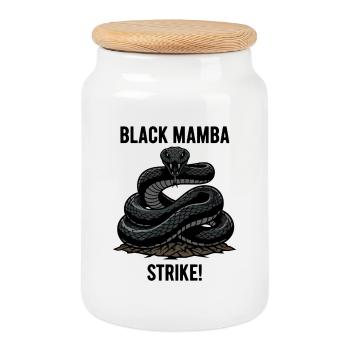 Mamba Noir Serpent Danger Strike Mamba - Boîte à biscuits avec couvercle en bois - blanc - Devant