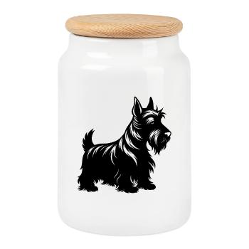 Scottish Terrier Dog - Keksdose mit Holzdeckel - Weiß - Vorne