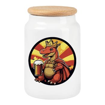 Dinosaurier brontosaurus Bier Lustig - Keksdose mit Holzdeckel - Weiß - Vorne