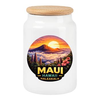 Maui Haleakala Nationalpark Vulkan Wolken Tropen - Keksdose mit Holzdeckel - Weiß - Vorne