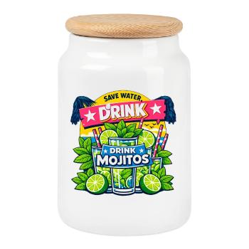 Spar das Wasser, trink Mojitos - Keksdose mit Holzdeckel - Weiß - Vorne