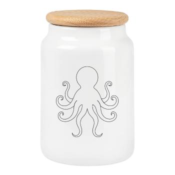 Octopus - Cookie Jar with Wooden Lid - white - Front