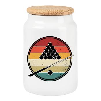  Cadeau joueur de billard rétro vintage  - Boîte à biscuits avec couvercle en bois - blanc - Devant