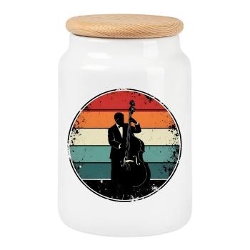 Retro Bassist Gift - Keksdose mit Holzdeckel - Weiß - Vorne