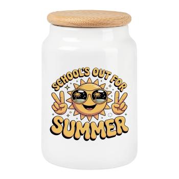 Summer - Cookie Jar with Wooden Lid - white - Front