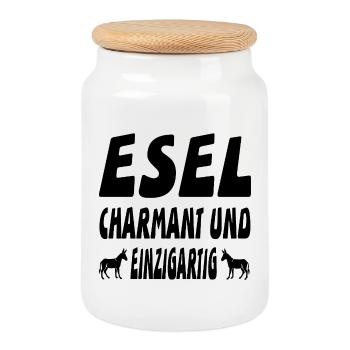 Esel - Keksdose mit Holzdeckel - Weiß - Vorne