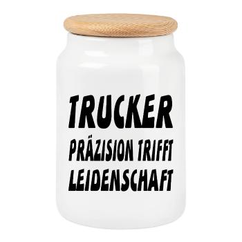 Trucker - Keksdose mit Holzdeckel - Weiß - Vorne
