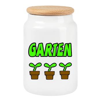 Garten - Keksdose mit Holzdeckel - Weiß - Vorne