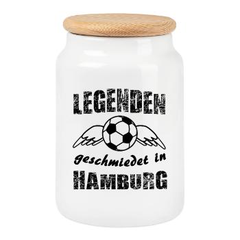 Schwarz Weiß Fußball Minimalistik - Keksdose mit Holzdeckel - Weiß - Vorne