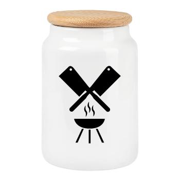 Grillen - Keksdose mit Holzdeckel - Weiß - Vorne