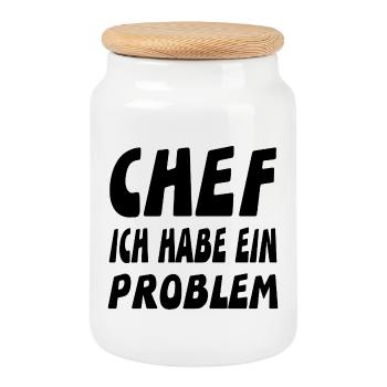 Chef - Keksdose mit Holzdeckel - Weiß - Vorne