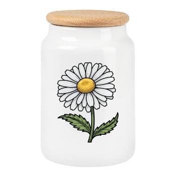 daisy - Cookie Jar with Wooden Lid - white - Front