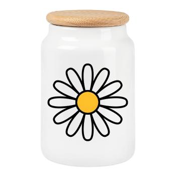 daisy - Cookie Jar with Wooden Lid - white - Front