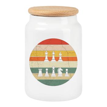  Cadeau joueur d'échecs Humour échecs - Boîte à biscuits avec couvercle en bois - blanc - Devant