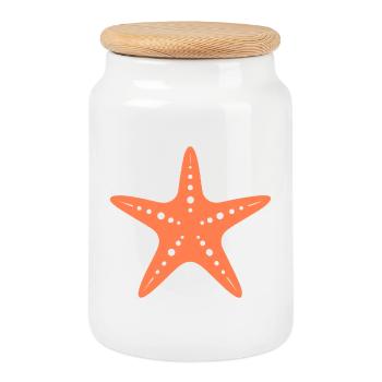 Étoile de mer - Boîte à biscuits avec couvercle en bois - blanc - Devant