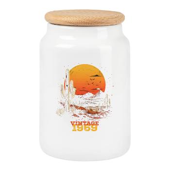 Millésime 1969 - Boîte à biscuits avec couvercle en bois - blanc - Devant