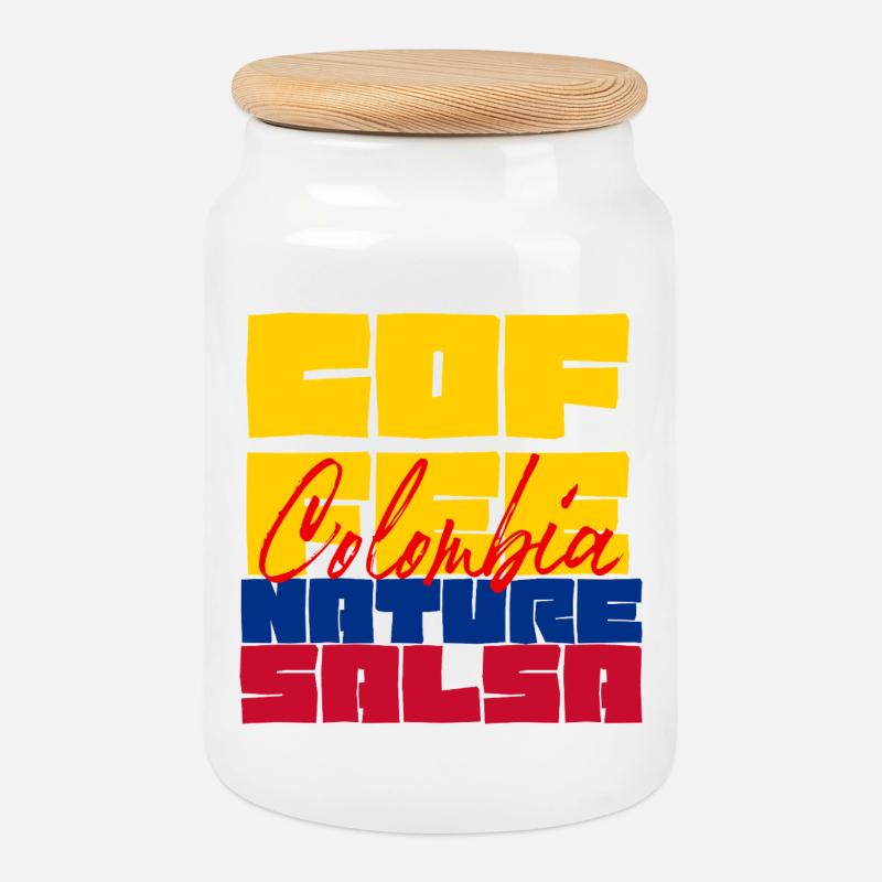 Colombia - Keksdose mit Holzdeckel - Weiß