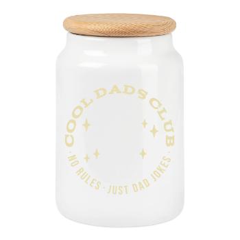 Cool Dads Club Father's Day Father Gift - Cookie Jar with Wooden Lid - white - Front