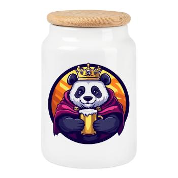 Panda Beer Drôle - Boîte à biscuits avec couvercle en bois - blanc - Devant