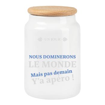 Un Jour Les Bretons Nous Dominerons Le Monde Ma... - Boîte à biscuits avec couvercle en bois - blanc - Devant