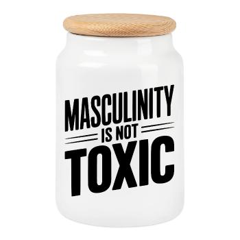 Masculinity Is Not Toxic - Cookie Jar with Wooden Lid - white - Front