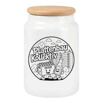 Plattenbau Kollektiv Casual - Keksdose mit Holzdeckel - Weiß - Vorne