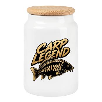 Carp Legend Angelangler-Design - Keksdose mit Holzdeckel - Weiß - Vorne