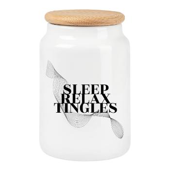 Flux ASMR : Dormir, se détendre, picotements - Boîte à biscuits avec couvercle en bois - blanc - Devant