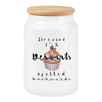Cupcake - Boîte à biscuits avec couvercle en bois - blanc - Devant