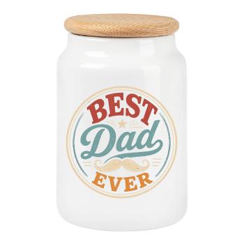 World's Best Dad Original Gift Humor - Cookie Jar with Wooden Lid - white - Front