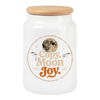 Lunar Joy Celestial Vintage Design - Cookie Jar with Wooden Lid - white - Front