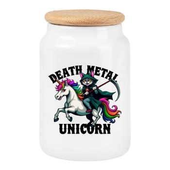 Death Metal Einhorn Reiter Musik Rock Heavy Metal - Keksdose mit Holzdeckel - Weiß - Vorne