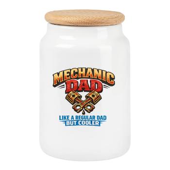 Mechanic Dad: Better than the rest of the car mechanics - Cookie Jar with Wooden Lid - white - Front