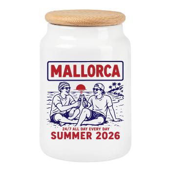 Majorque été 2026 - Boîte à biscuits avec couvercle en bois - blanc - Devant