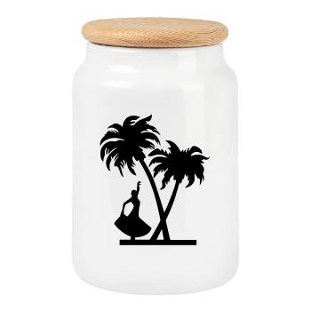Dance - Cookie Jar with Wooden Lid - white - Front