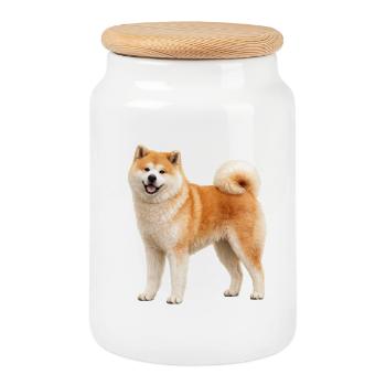 Akita-Inu-Erz - Keksdose mit Holzdeckel - Weiß - Vorne
