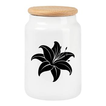Tiger lily - Cookie Jar with Wooden Lid - white - Front