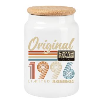 1996 Jahrgang Geburtstag Vintage Retro Geschenk - Keksdose mit Holzdeckel - Weiß - Vorne