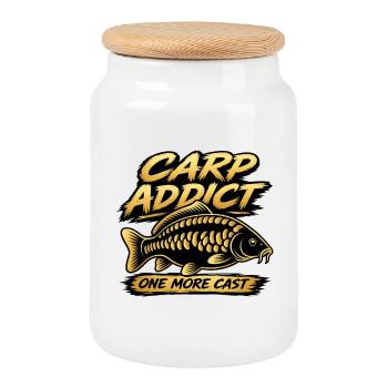 Design de pêche Carp Addict One More Cast - Boîte à biscuits avec couvercle en bois - blanc - Devant