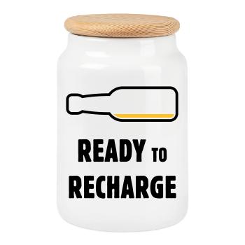Ready To Recharge (Bier / Bierchen / POS 2C) - Keksdose mit Holzdeckel - Weiß - Vorne