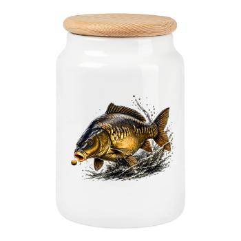 Conception de pêche à la Crape Bouillie Mirror - Boîte à biscuits avec couvercle en bois - blanc - Devant
