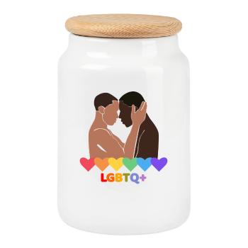 Pride Love Couple LGBTQ+ Hearts Design - Keksdose mit Holzdeckel - Weiß - Vorne
