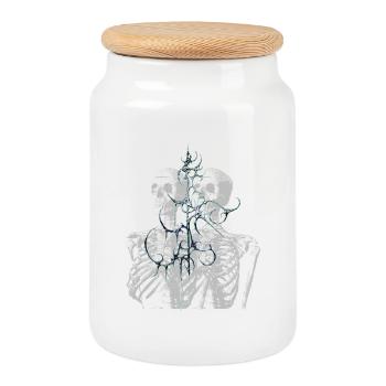 Glitch Skeleton Melt Dark Aesthetic Design - Keksdose mit Holzdeckel - Weiß - Vorne