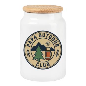 Papa Outdoor Club - Cookie Jar with Wooden Lid - white - Front