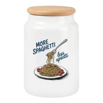 Glück ist hausgemacht – und kommt als Pasta - Keksdose mit Holzdeckel - Weiß - Vorne