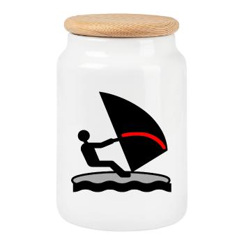 Surf - Boîte à biscuits avec couvercle en bois - blanc - Devant